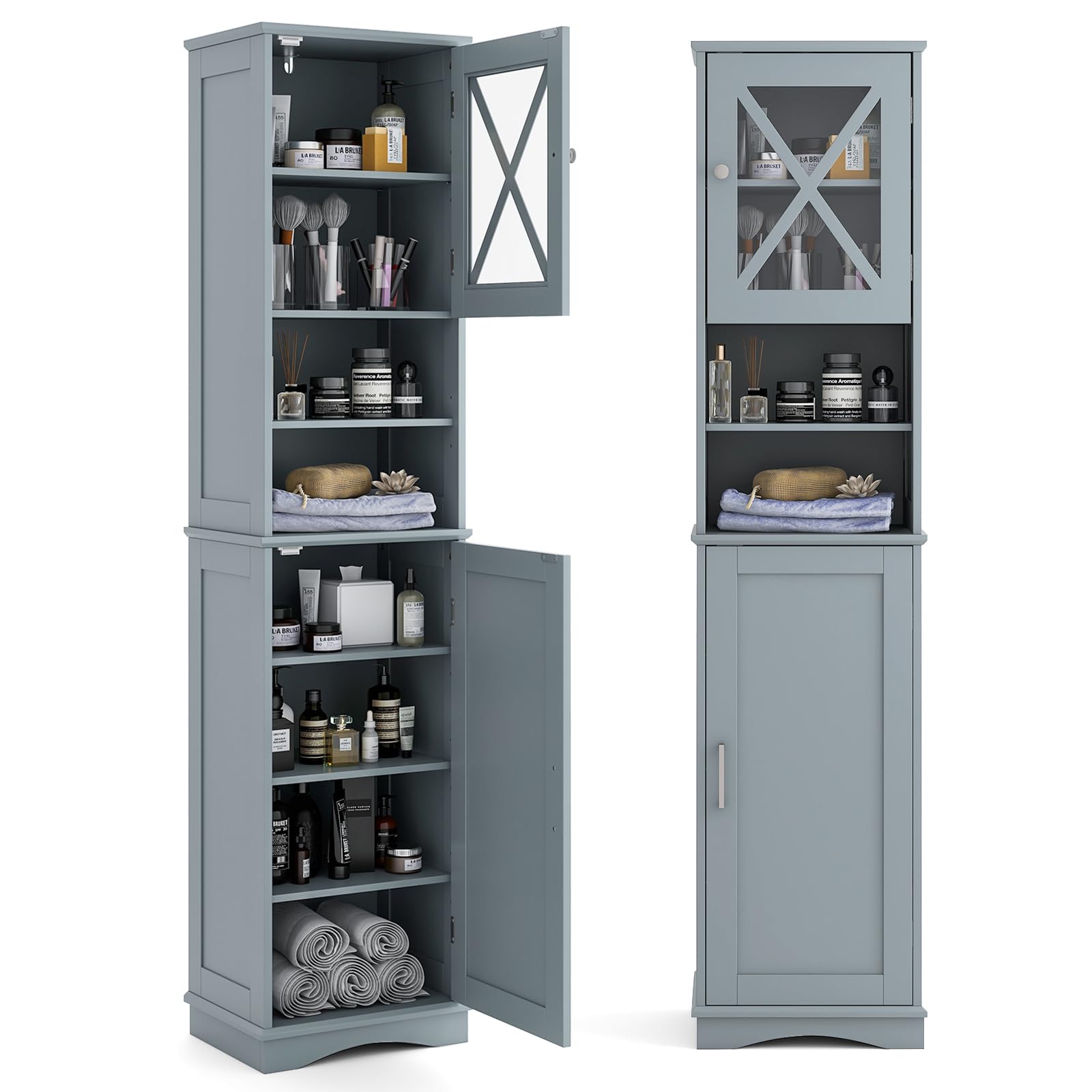 Tangkula 67" H Tall Bathroom Cabinet(15.5 x 12 x 67 Inch)